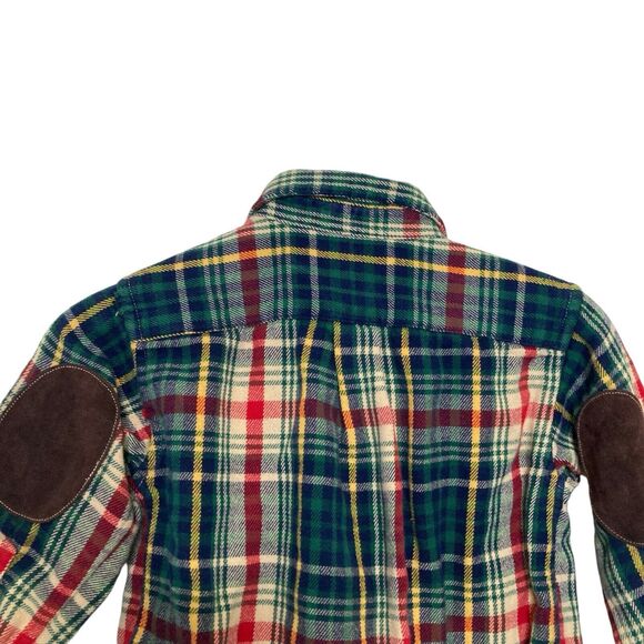 Polo Ralph Lauren Plaid Flannel Button Up Shirt Suede Elbow Patch Size 18 Months - Picture 4 of 11